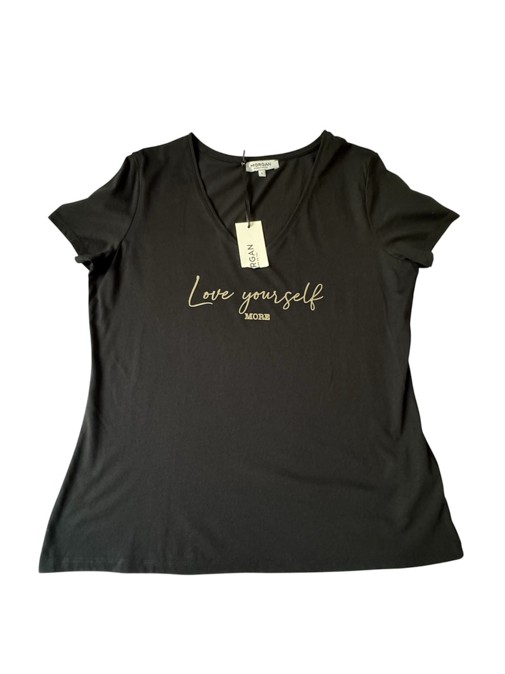 Morgan De Toi Love Yourself Black T-shirt Size L New